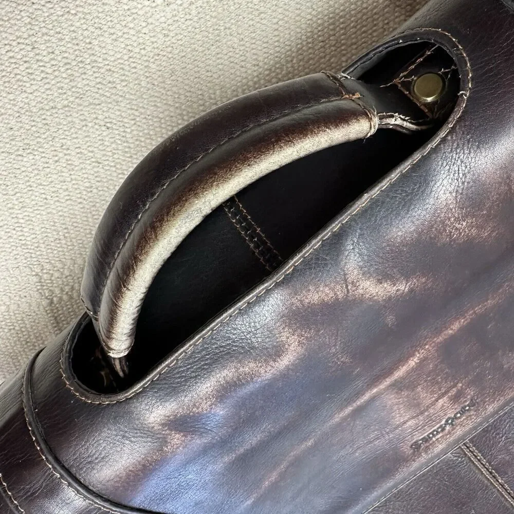 Samsonite Leather Briefcase Laptop Messenger Bag Dark Brown Shoulder Strap
